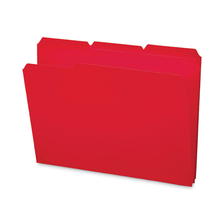 Smead - Top Tab Poly Colored File Folders, 1/3-Cut Tabs: Assorted, Letter Size, 0.75" Expansion, Red, 24/Box