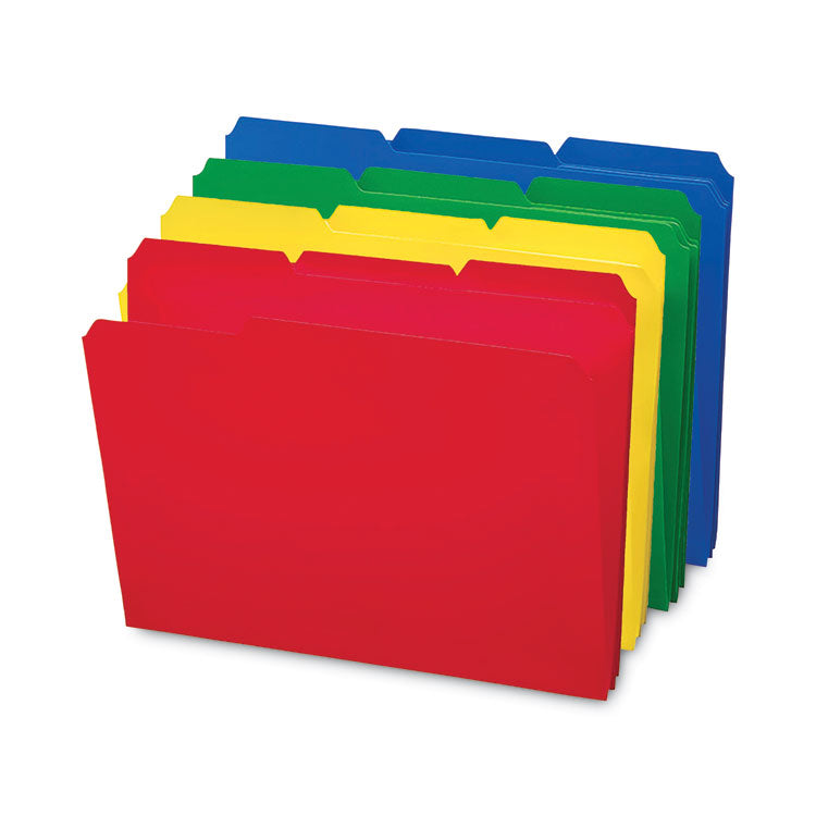 Smead - Top Tab Poly Colored File Folders, 1/3-Cut Tabs: Assorted, Letter Size, 0.75" Expansion, Assorted Colors, 24/Box