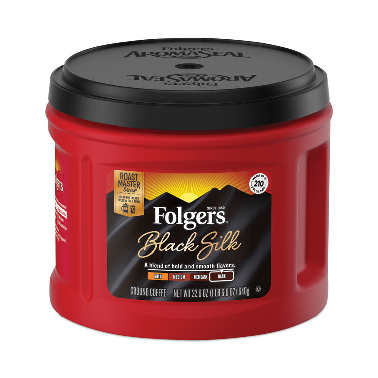 Folgers - Coffee, Black Silk, 22.6 oz Canister, 6/Carton