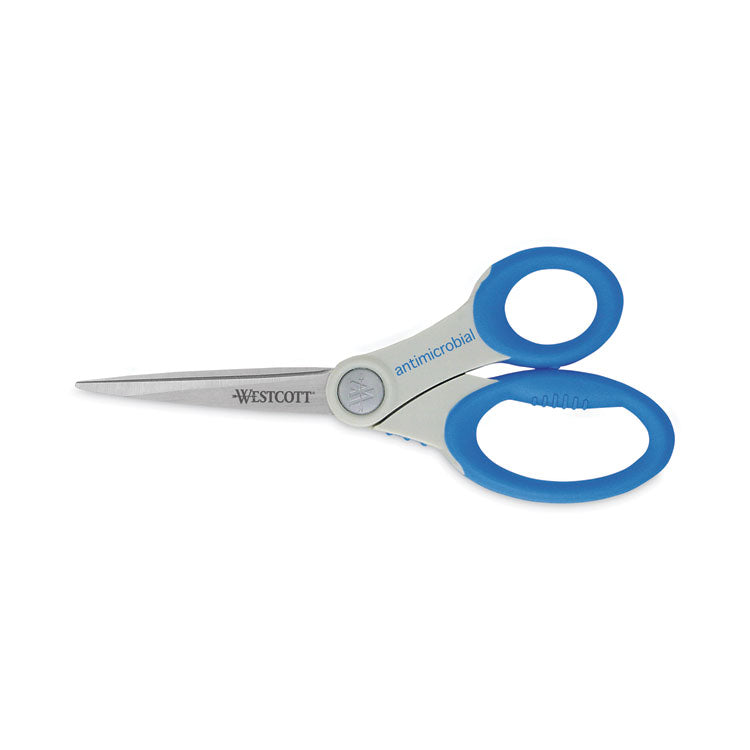 Westcott - Scissors with Antimicrobial Protection, 8" Long, 3.5" Cut Length, Blue Straight Handle