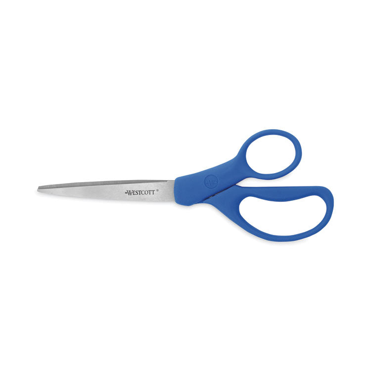 Westcott - Preferred Line Stainless Steel Scissors, 8" Long, 3.5" Cut Length, Blue Straight Handles, 2/Pack
