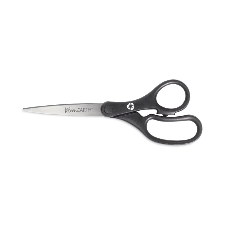 Westcott - KleenEarth Basic Plastic Handle Scissors, 8" Long, 3.25" Cut Length, Black Straight Handle