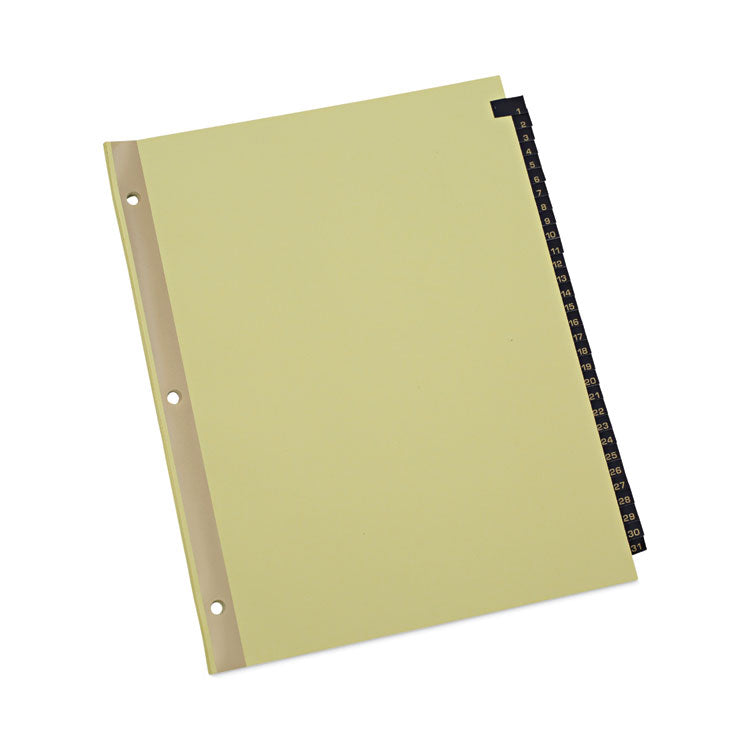 Universal - Deluxe Preprinted Simulated Leather Tab Dividers with Gold Printing, 31-Tab, 1 to 31, 11 x 8.5, Buff, 1 Set