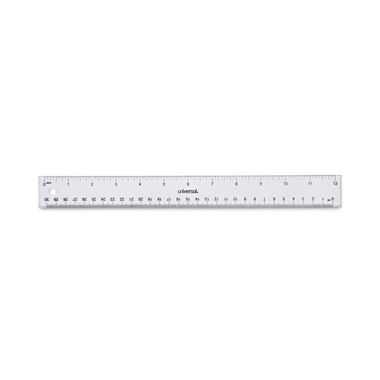 Universal - Clear Plastic Ruler, Standard/Metric, 12" Long, Clear