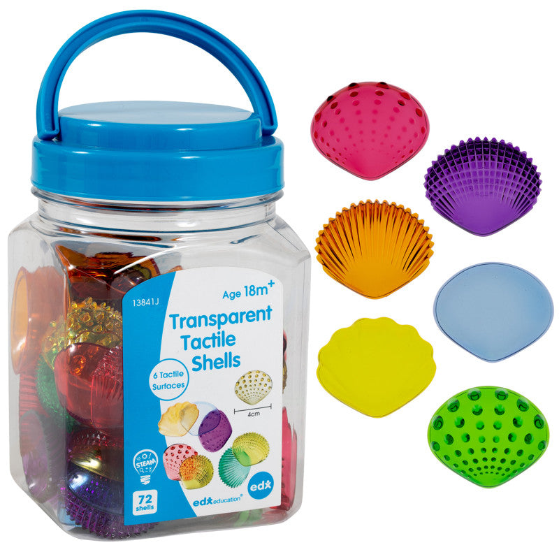 EDXEDUCATION - Tactile Shells - Transparent - Mini Jar - Set of 72