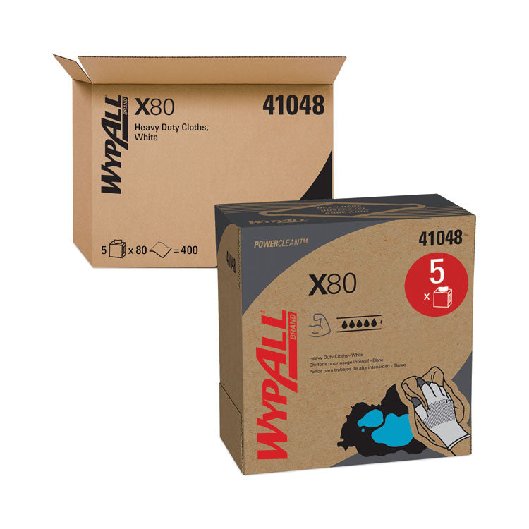 WypAll - X80 Cloths, HYDROKNIT, POP-UP Box, 8.34 x 16.8, White, 80/Box, 5 Boxes/Carton