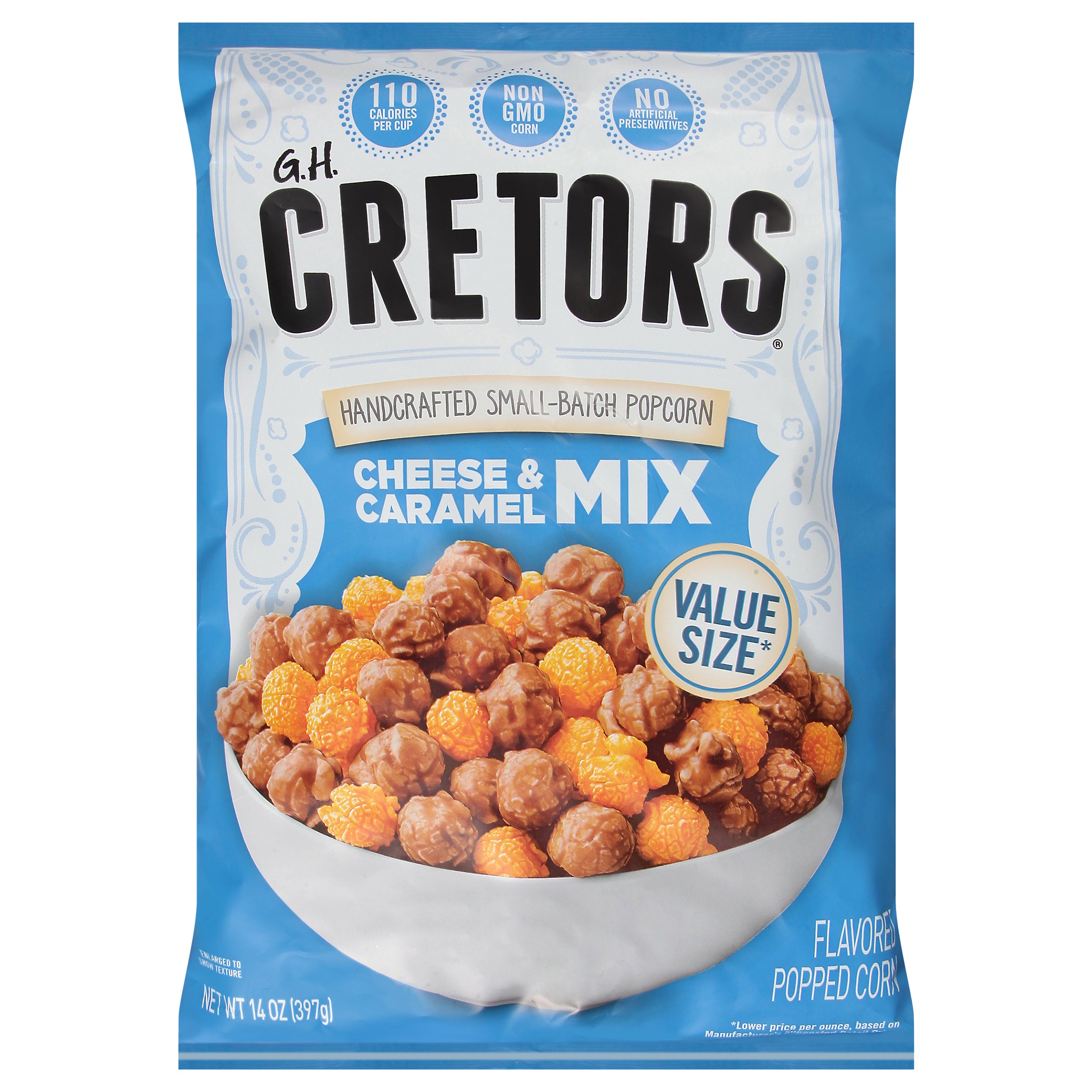 G.H. Cretors Cheese & Caramel Mix Popcorn 14 oz - Case of 6