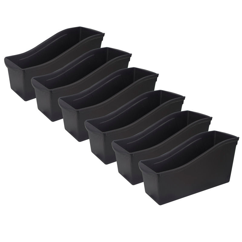 STOREX - Large Book Bin, Black, Pack of 6