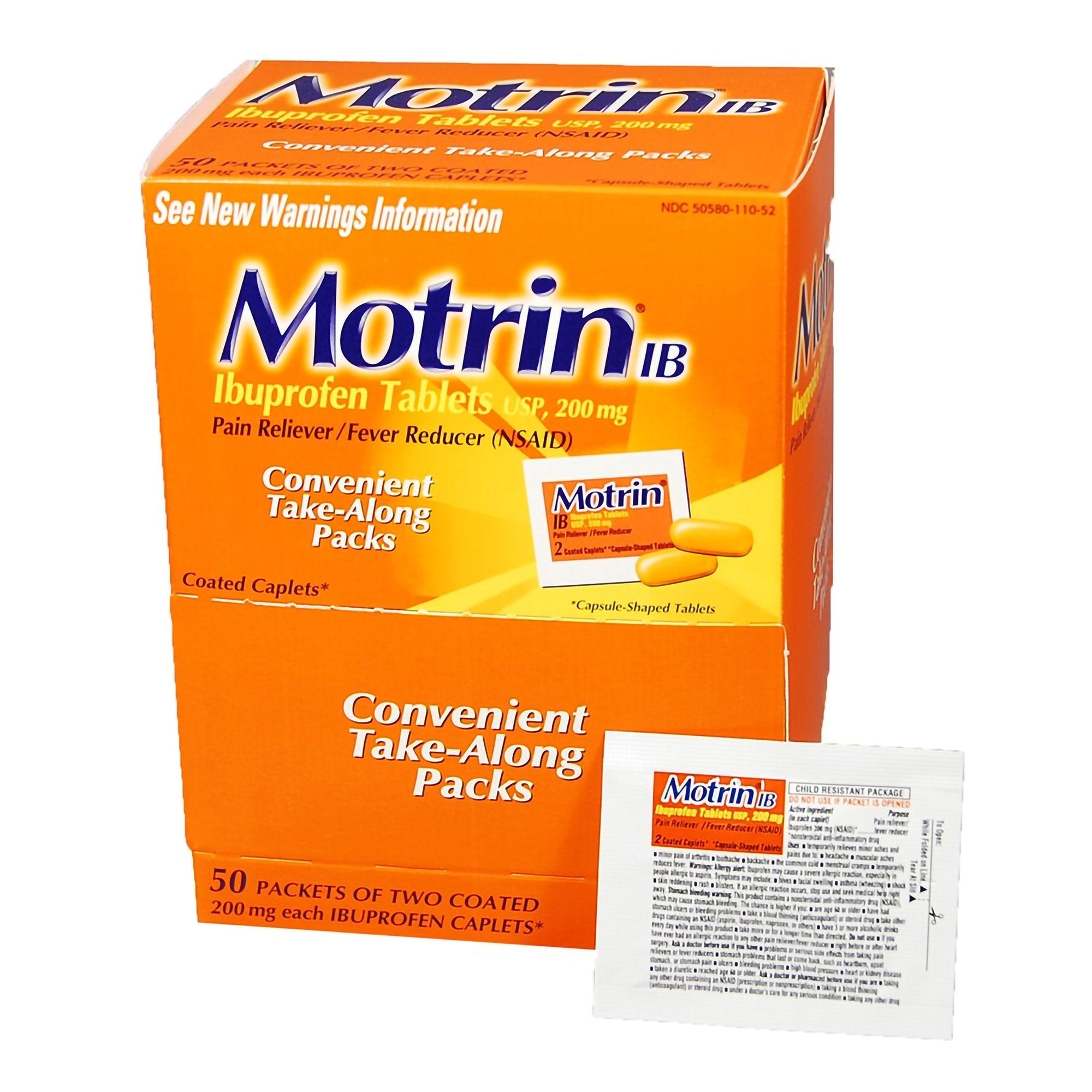 Johnson & Johnson Consumer - Pain Relief Motrin® IB 200 mg Strength Ibuprofen Caplet 50 per Box [600/CS]