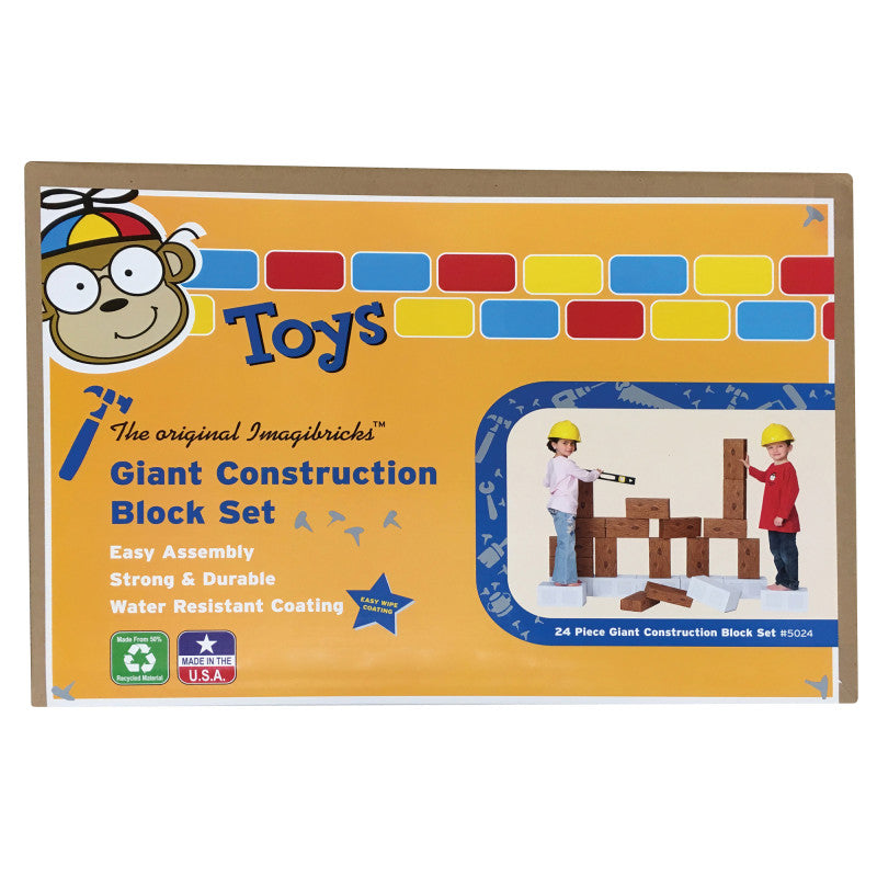 SMART MONKEY TOYS - ImagiBRICKS™ Giant Construction Building Block Set, 24 Pieces