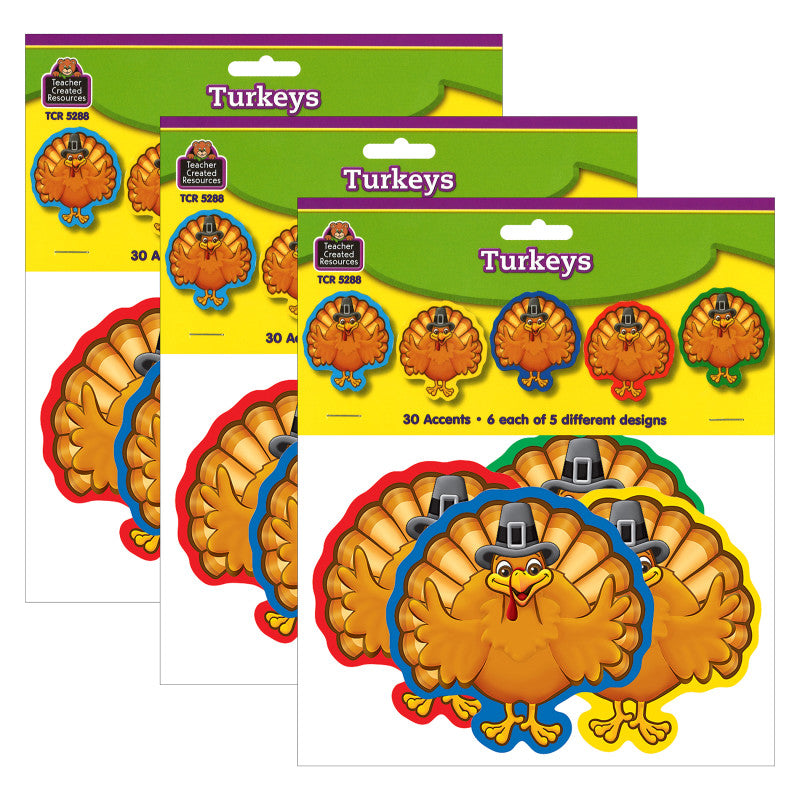 TEACHER CREATED RESOURCES - Turkey Accents, 30 Per Pack, 3 Packs