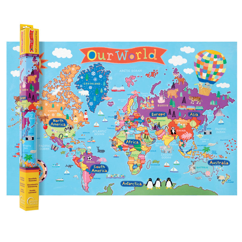 ROUND WORLD PRODUCTS - Kid's Wall Map, World, 24" x 36"