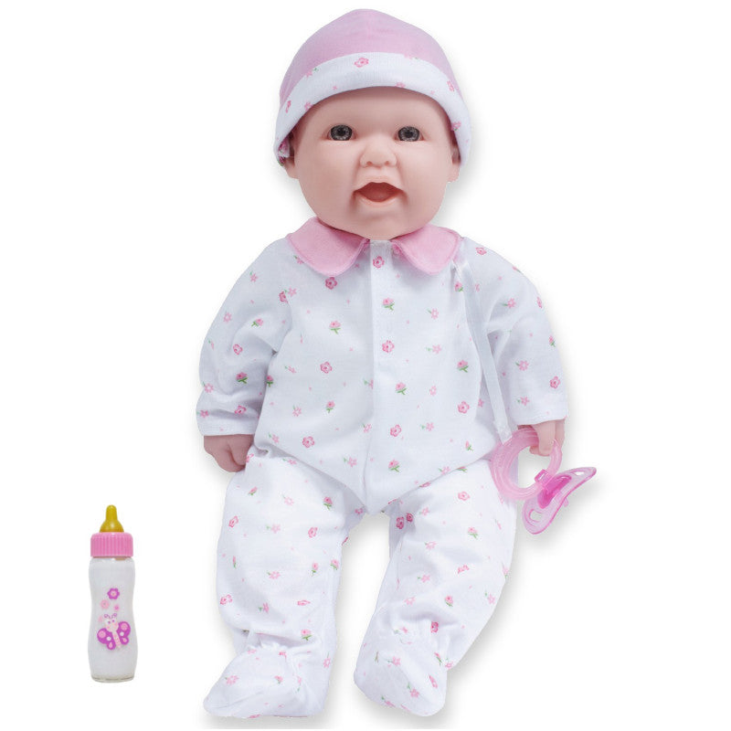 JC TOYS - La Baby Soft 16" Baby Doll, Pink with Pacifier, Caucasian