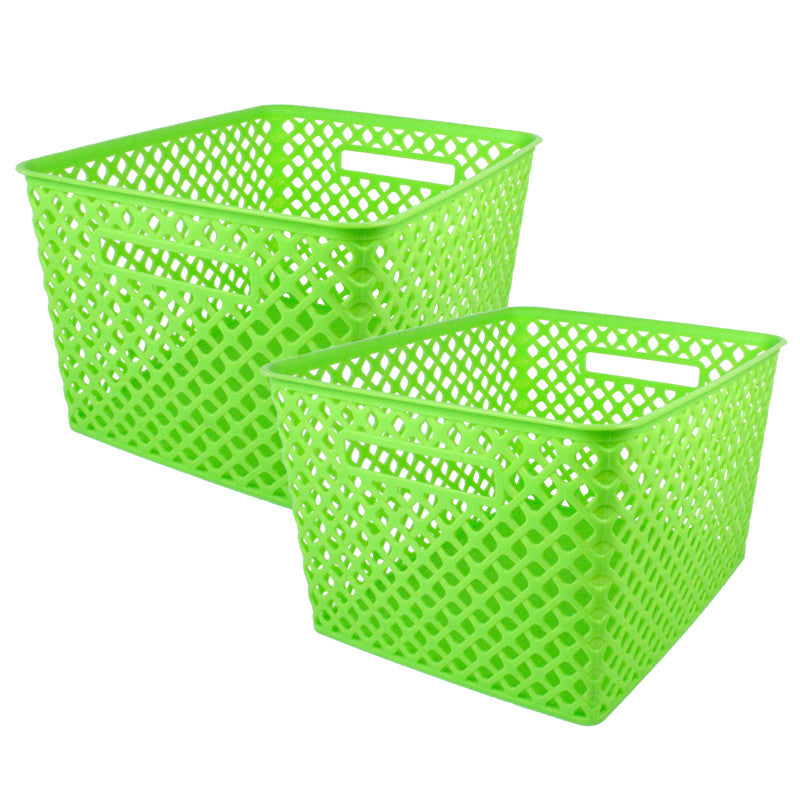 ROMANOFF - Woven Basket, Large, Lime, Pack of 2