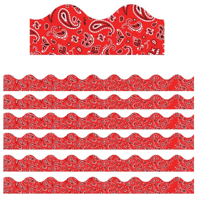 EUREKA - Red Bandana Extra Wide Deco Trim, 37 Feet Per Pack, 6 Packs