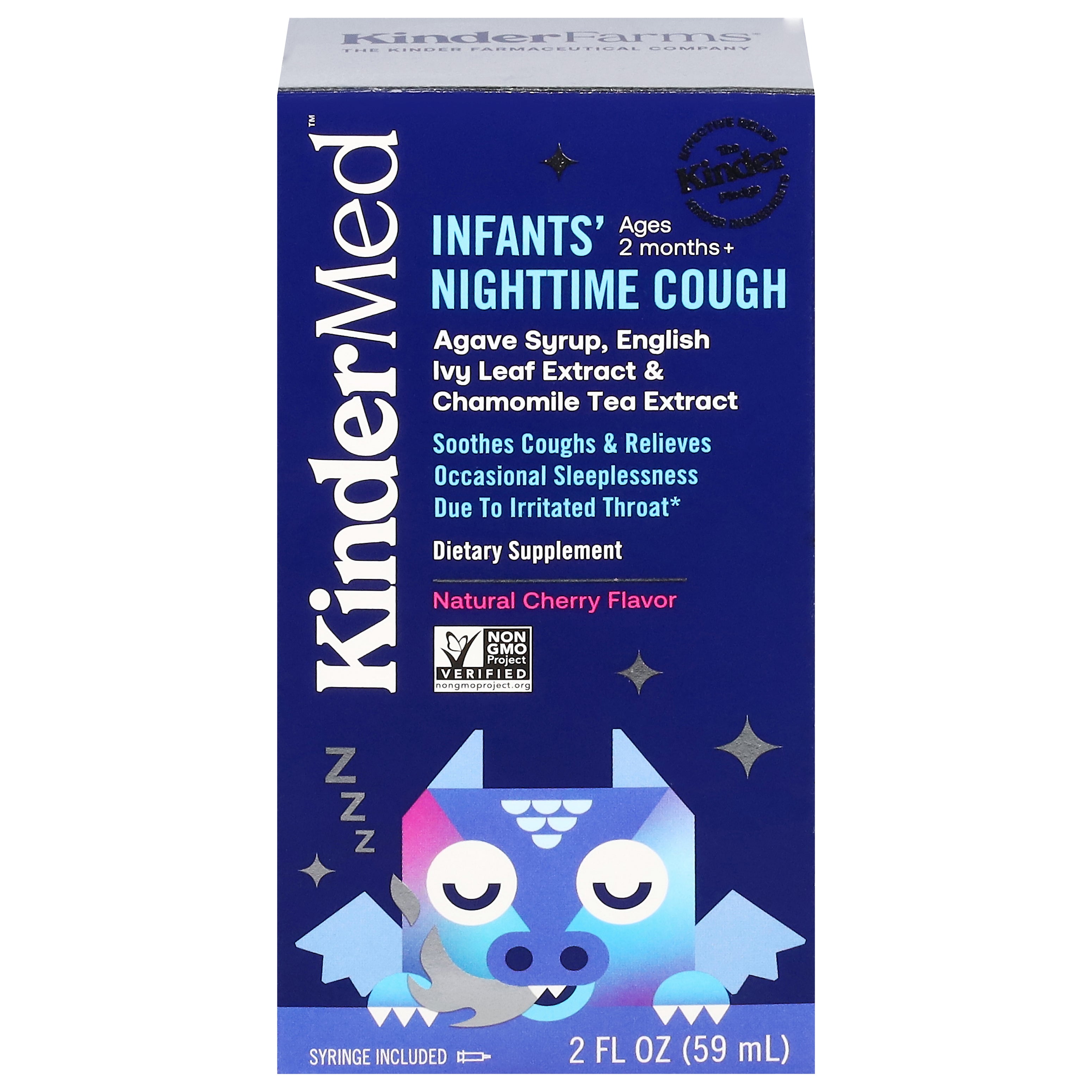 KinderMed Infants' Nighttime Natural Cherry Flavor Cough 2 fl oz - Case of 1