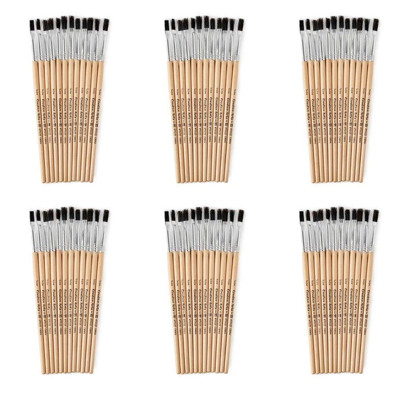 CHARLES LEONARD - Flat Tip Paint Brushes, 1/4" Natural Bristle, Short, 12 Per Set, 6 Sets