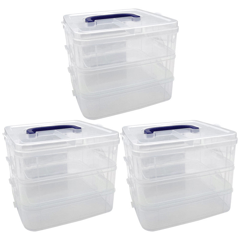 TEACHER CREATED RESOURCES - Clear Stackable Storage Containers - 3 Tiers - Pack of 3