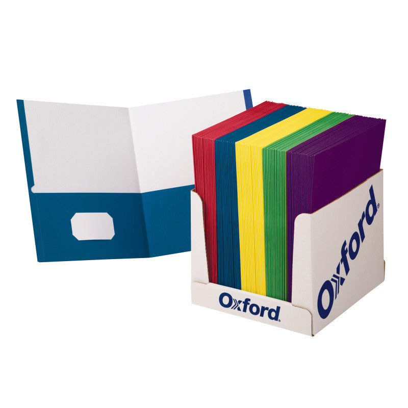 OXFORD - 2-Pocket Portfolio Paper, Assorted Colors, Pack of 100