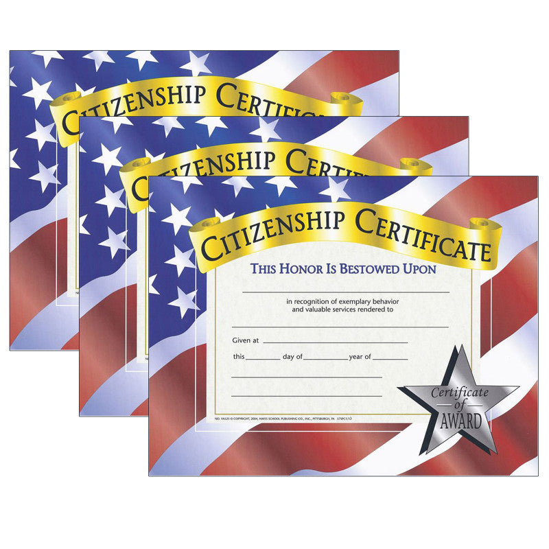 HAYES PUBLISHING - Citizenship Certificate, 30 Per Pack, 3 Packs