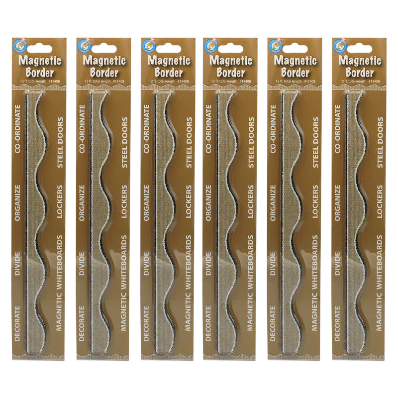 ASHLEY PRODUCTIONS - Magnetic Scallop Border Burlap Scribble, 12 Feet Per Pack, 6 Packs