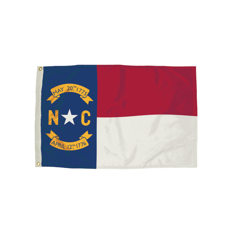 FLAGZONE - Durawavez Nylon Outdoor Flag with Heading & Grommets, North Carolina, 3ft x 5ft