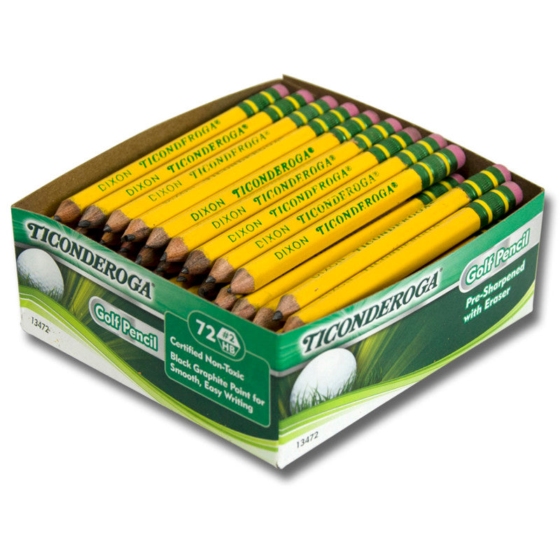 TICONDEROGA - Golf Pencils with Eraser, Box of 72