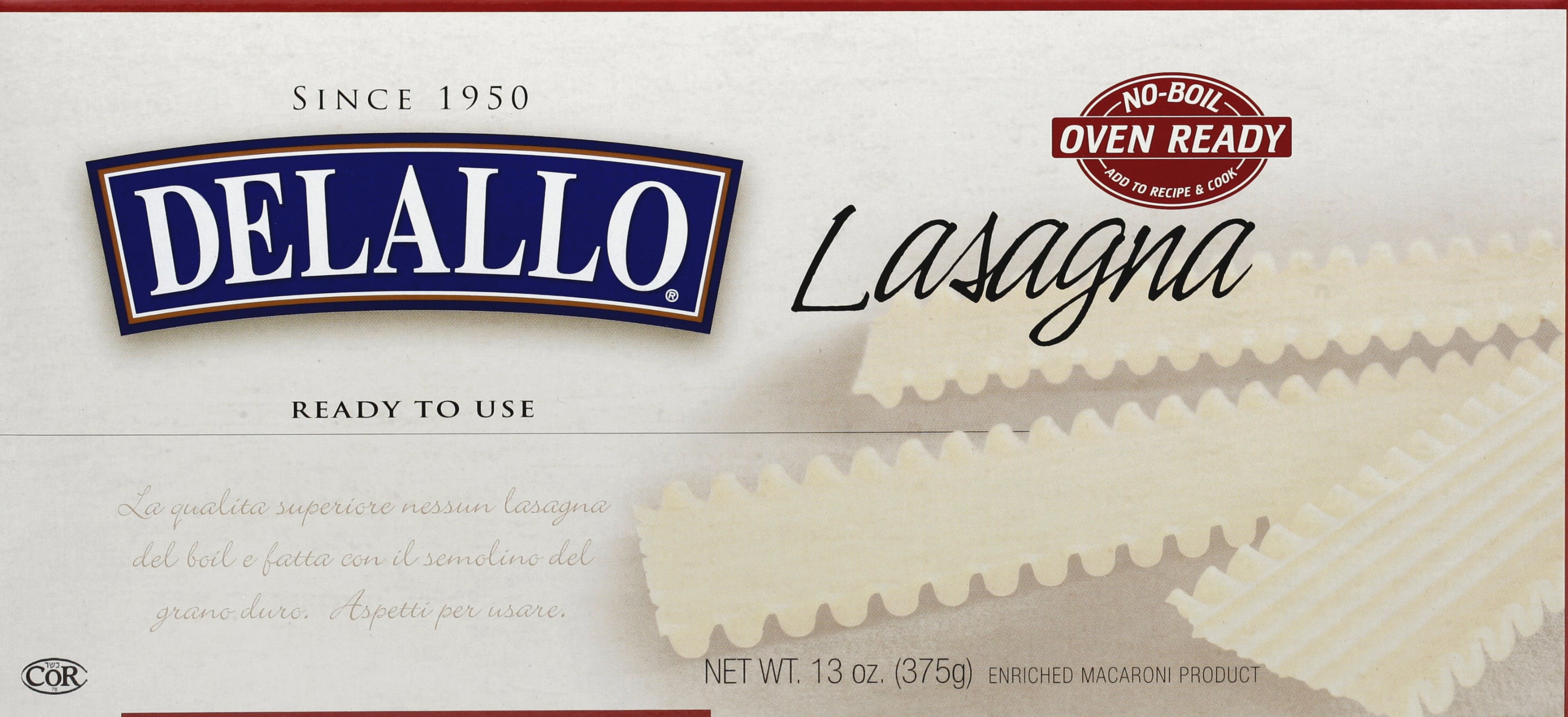 Delallo Lasagna 13 oz - Case of 12