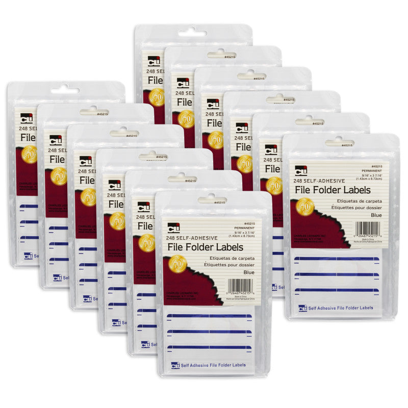 CHARLES LEONARD - File Folder Labels, Blue, 248 Per Pack, 12 Packs