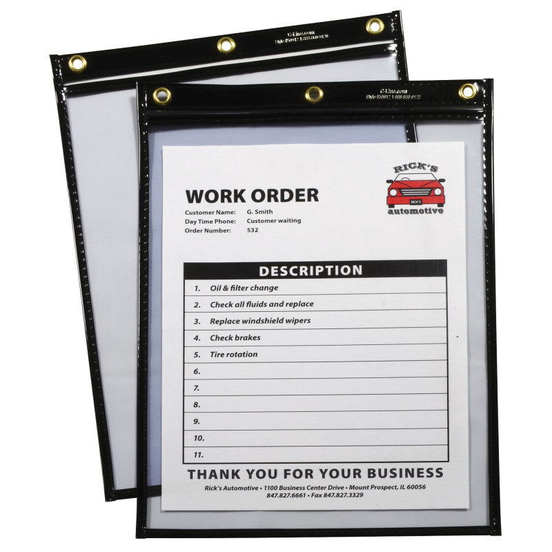 C-LINE - Shop ticket holders (stitched) both sides clear, super heavyweight plus, black, 9 x 12, 15/BX