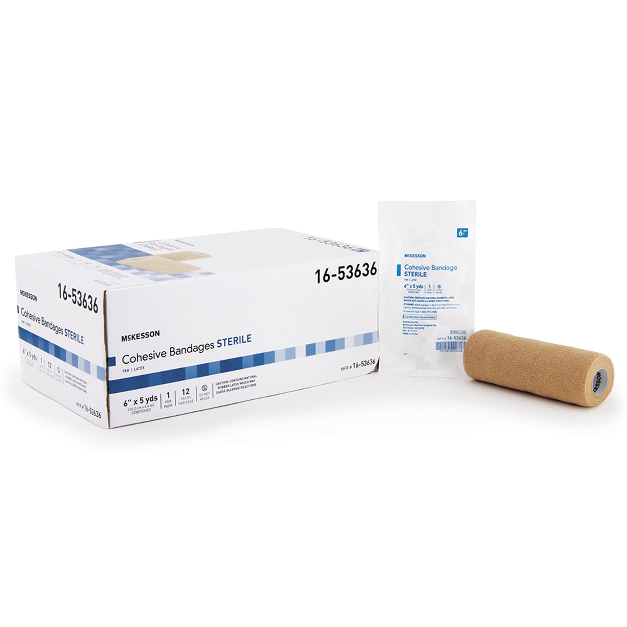 McKesson Brand - Cohesive Bandage McKesson 6 Inch X 5 Yard Self-Adherent Closure Tan Sterile Standard Compression [1/EA]