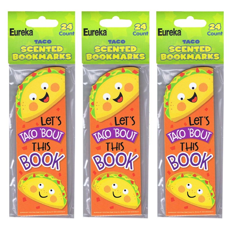 EUREKA - Taco Scented Bookmarks, 24 Per Pack, 3 Packs