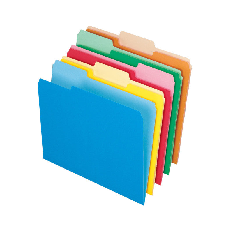 PENDAFLEX - Two-Tone Color File Folders, Letter Size, Assorted Colors, 1/3 Cut, Box of 100