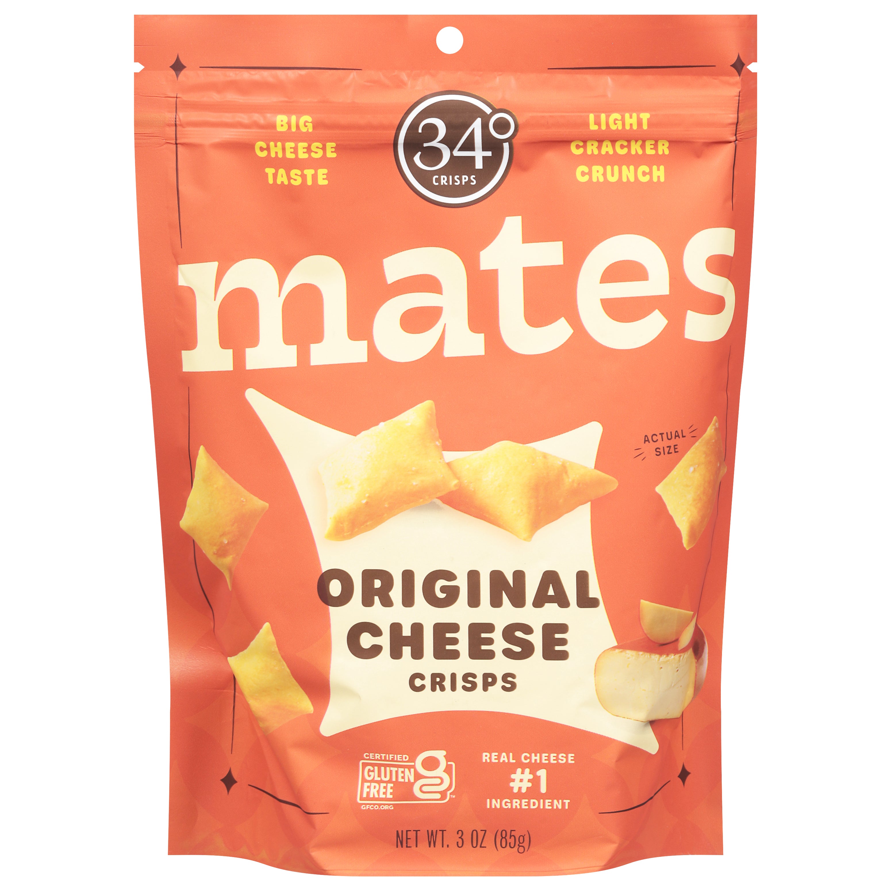 34 Degrees Mates Original Cheese Crisps 3 oz - Case of 12