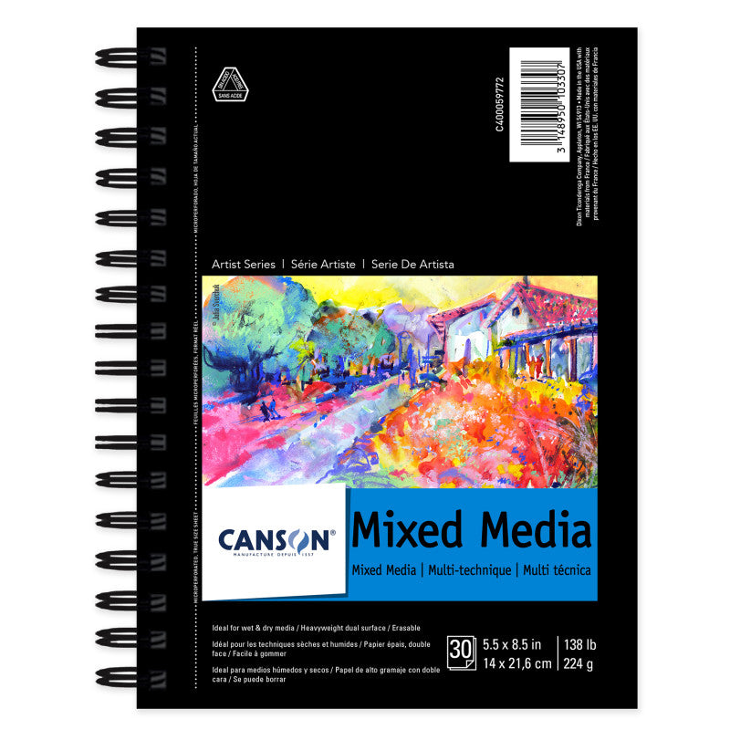 Artist Series Mixed Media Pad, Side Wire Binding, 30 Sheet, 5.5x8.5 inch, 1 Count