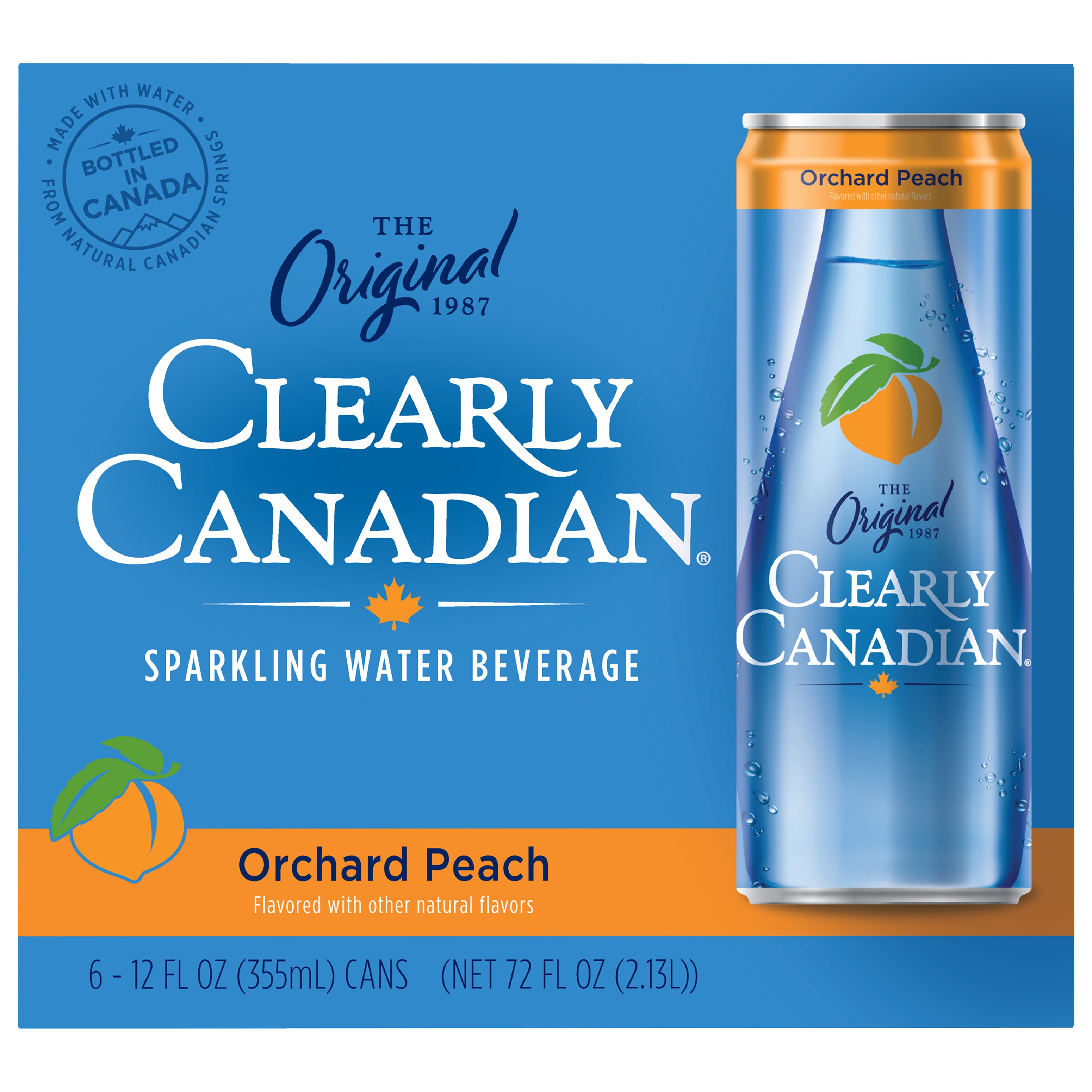 Clearly Canadian Orchard Peach 355mL 6 Pack Cans - Case of 4