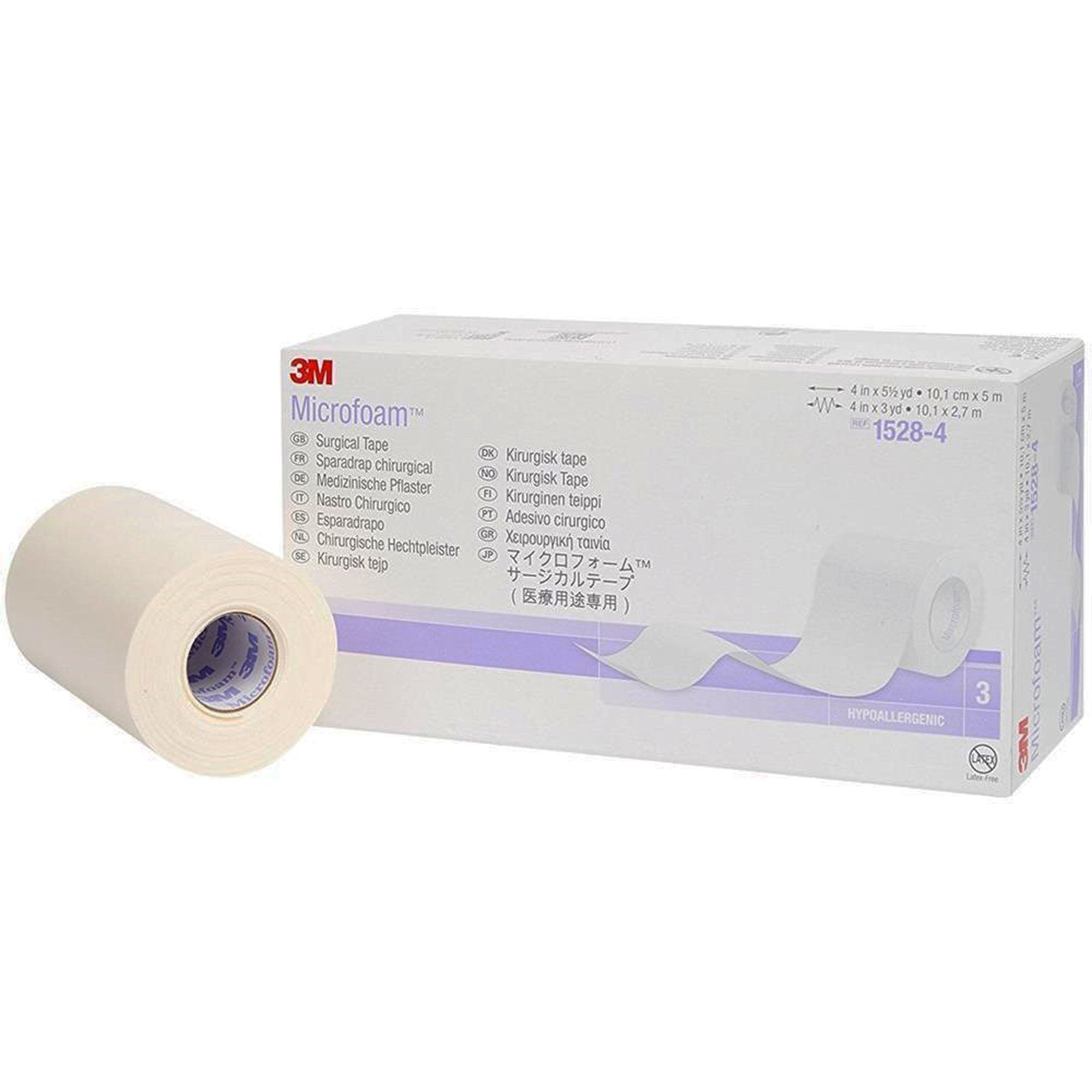Solventum Corporation - Medical Tape 3M™ Microfoam™ White 4 Inch X 5-1/2 Yard Elastic / Foam NonSterile [3/BX]