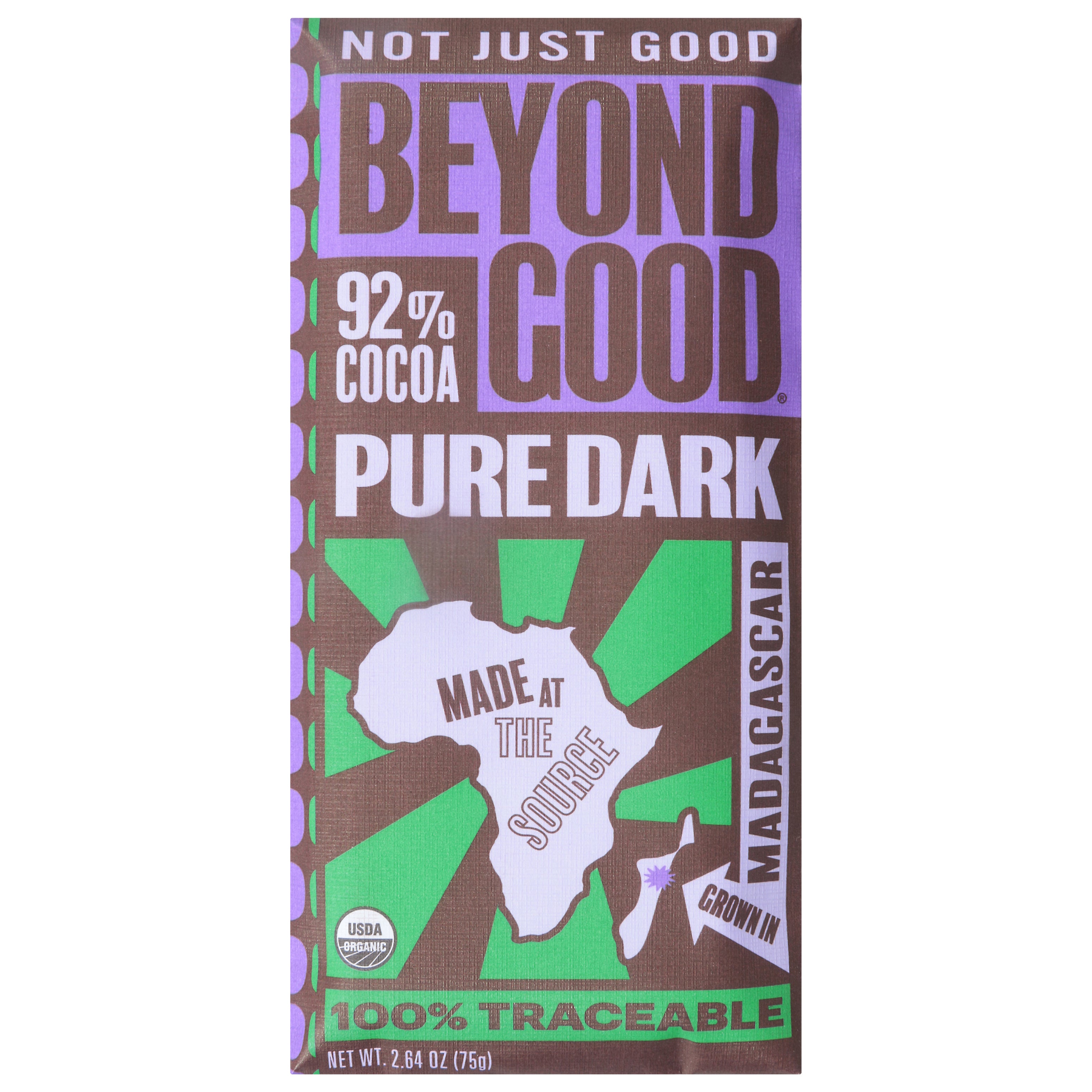 Beyond Good 92% Cocoa Pure Dark Chocolate 2.64 oz - Case of 12