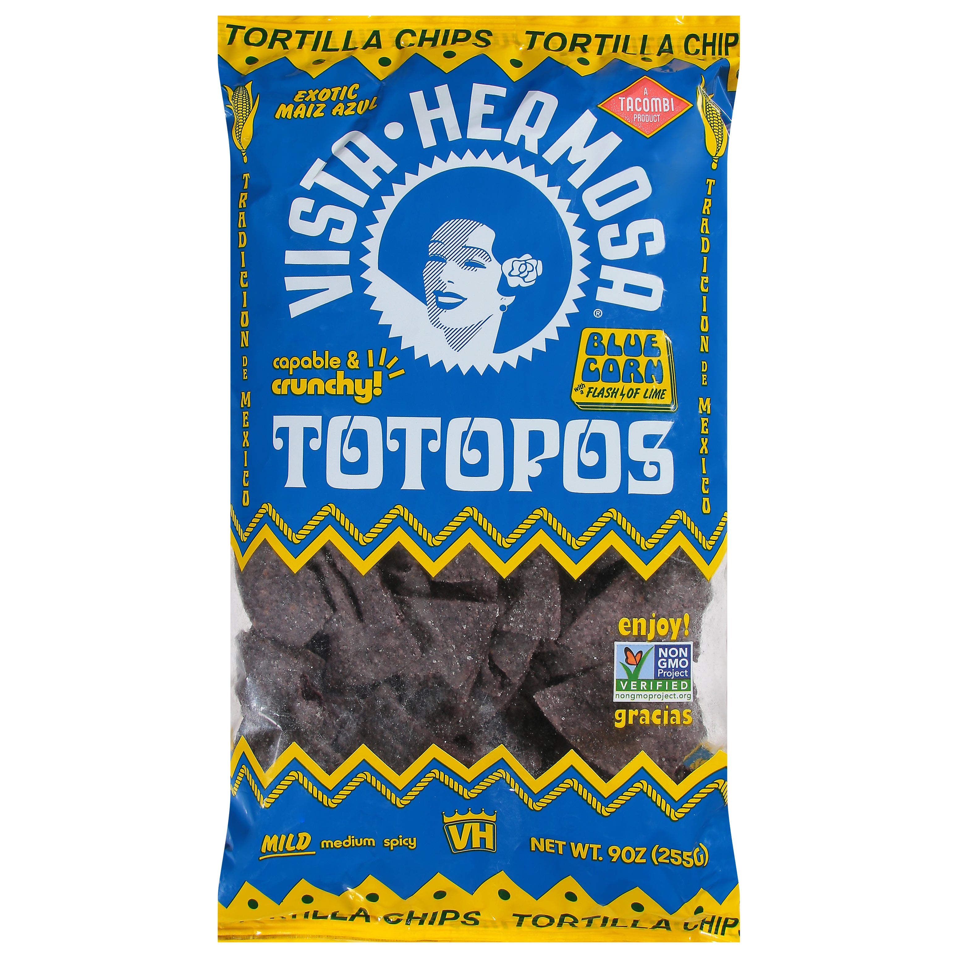 Vista Hermosa Mild Blue Corn Tortilla Chips 9 oz - Case of 9
