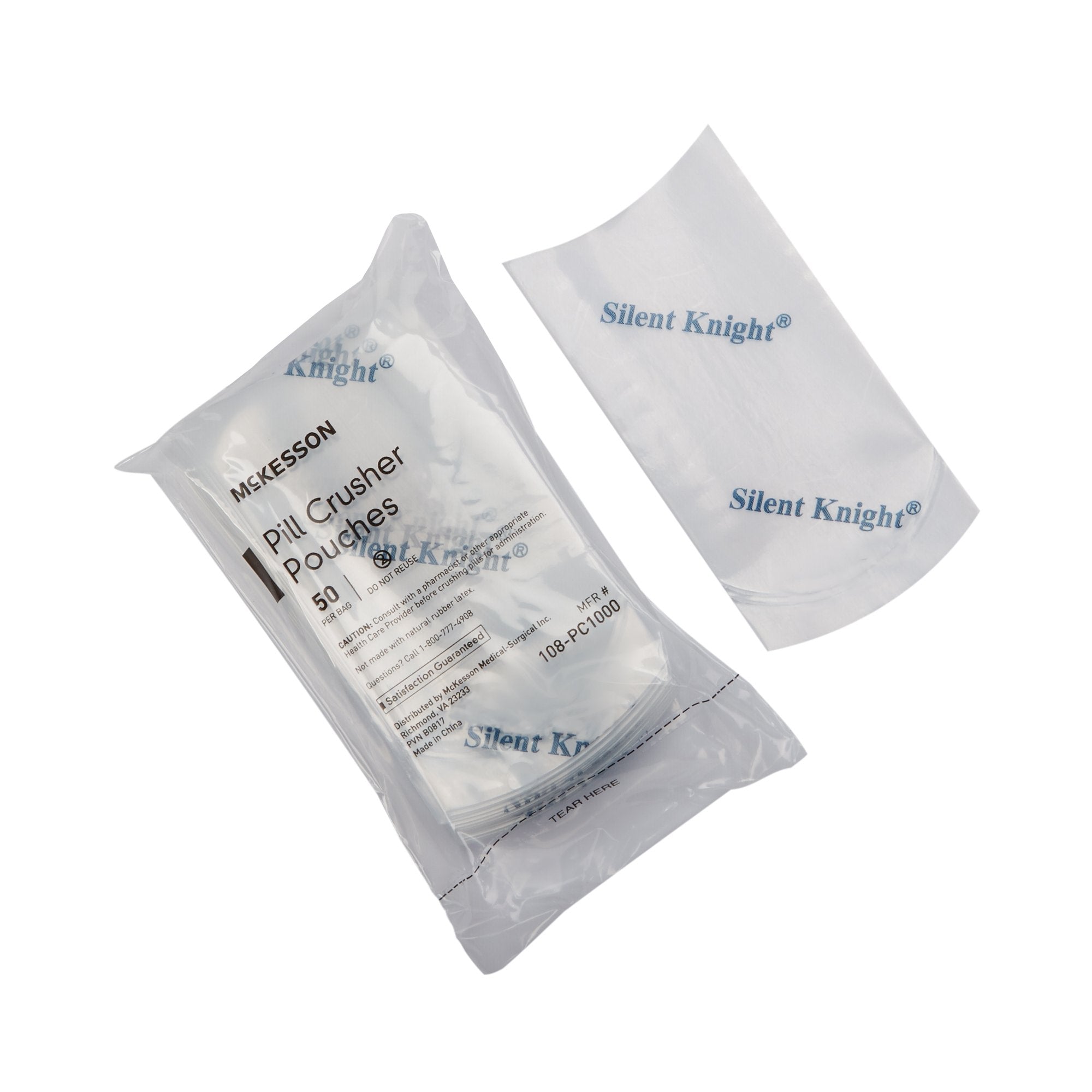 McKesson Brand - Pill Crusher Pouch McKesson Silent Knight® 2 X 4-1/2 Inch, Clear, Plastic [20/BX]