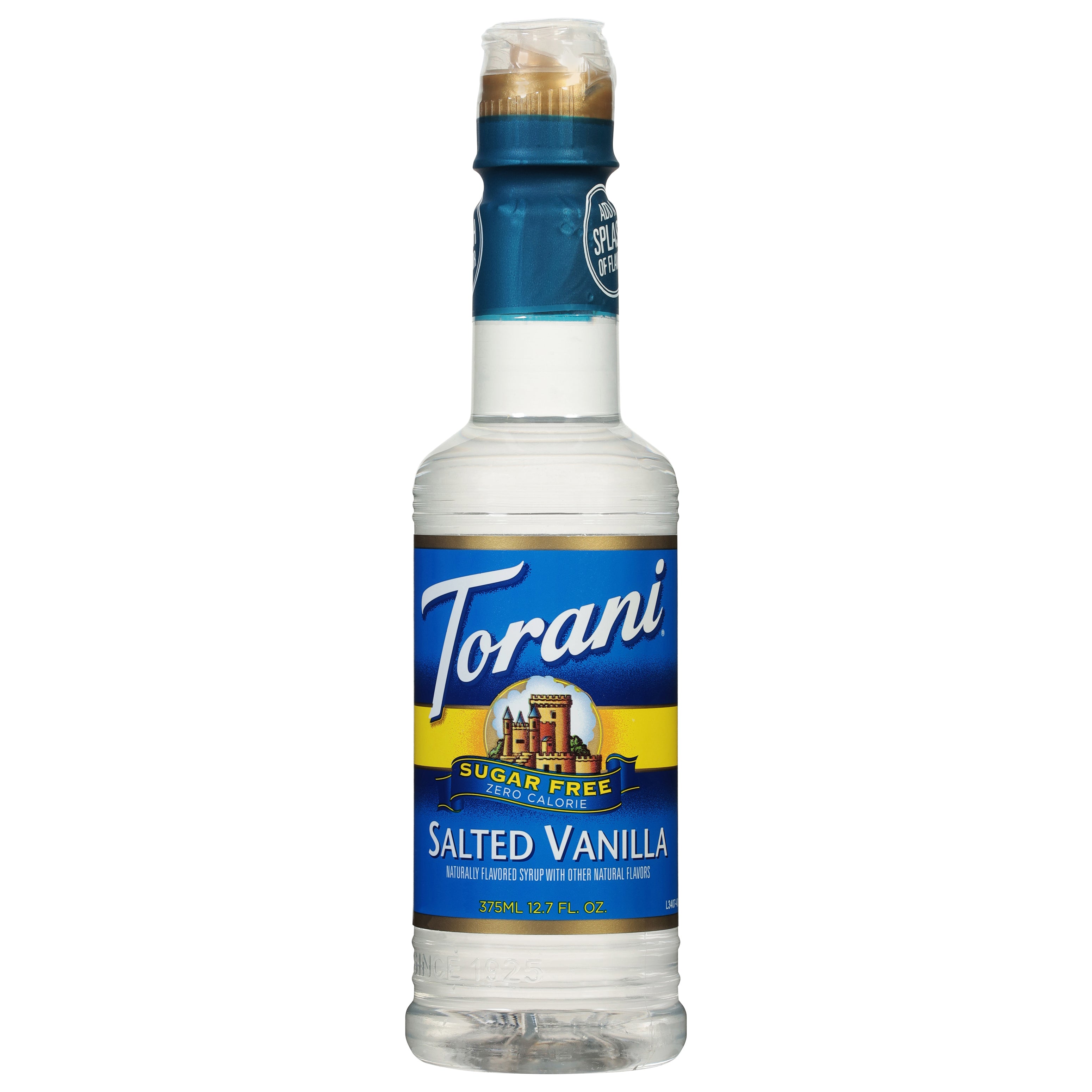 Torani Sugar Free Zero Calorie Salted Vanilla Syrup 12.7 fl oz - Case of 4