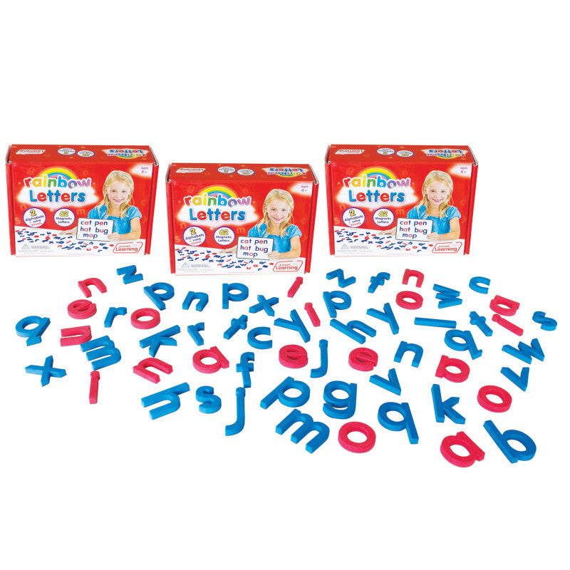 JUNIOR LEARNING - Rainbow Letters, Magnetic, 62 Per Pack, 3 Packs