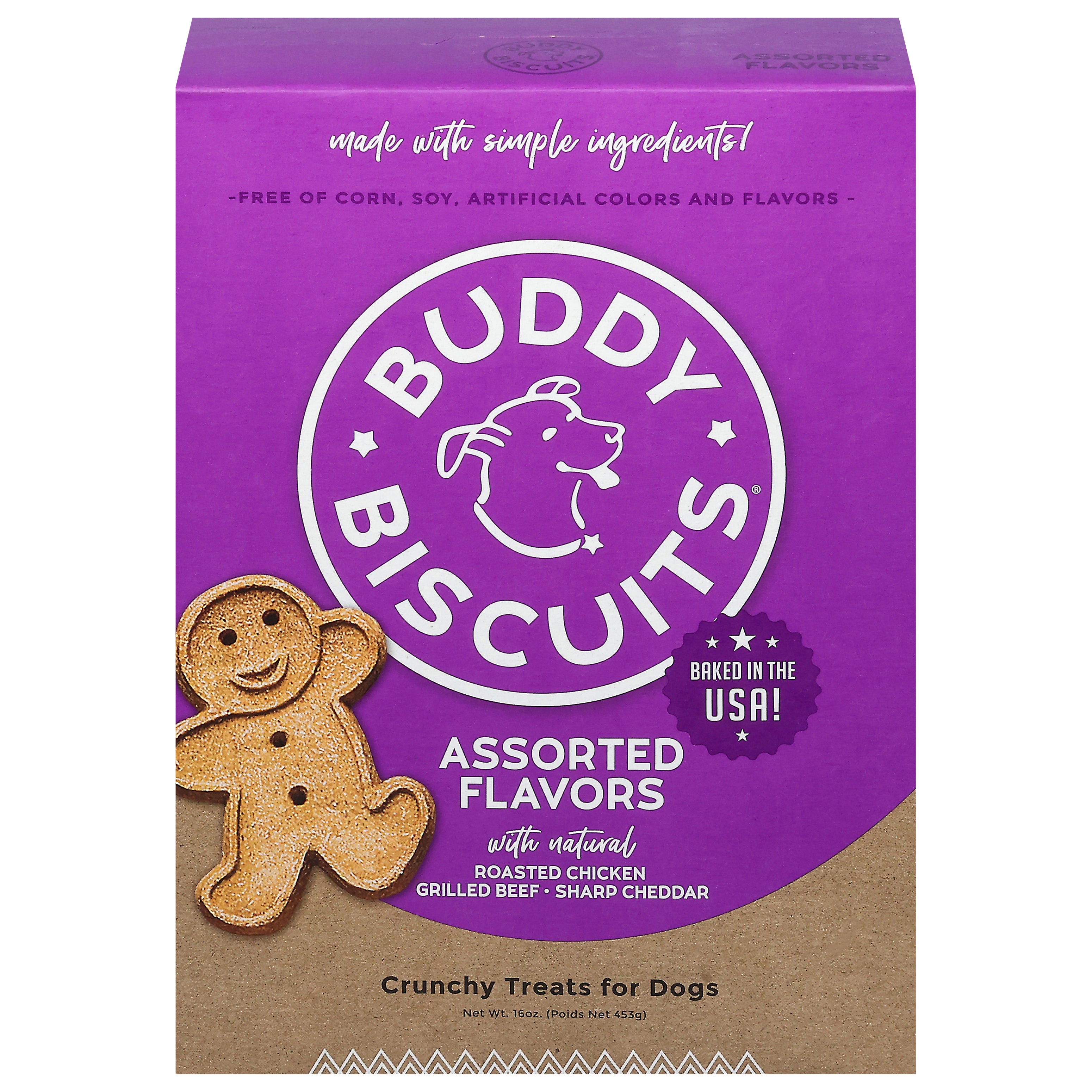 Buddy Biscuits Crunchy Assorted Flavors Treats for Dogs 16 oz - Case of 6