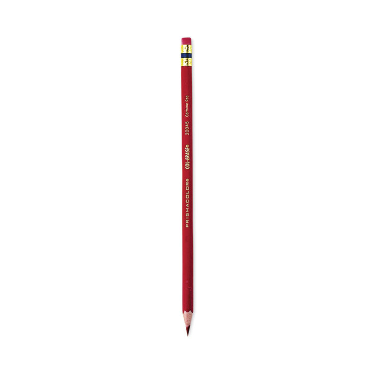 Prismacolor - Col-Erase Pencil with Eraser, 0.7 mm, 2B (#1), Carmine Red Lead, Carmine Red Barrel, Dozen