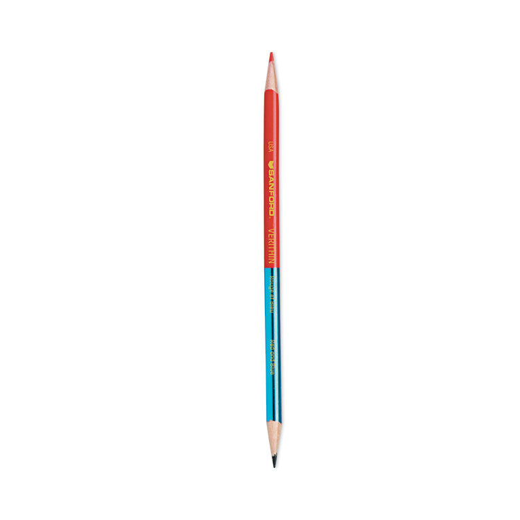 Prismacolor - Verithin Dual-Ended Two-Color Pencils, 2 mm, Blue/Red Lead, Blue/Red Barrel, Dozen