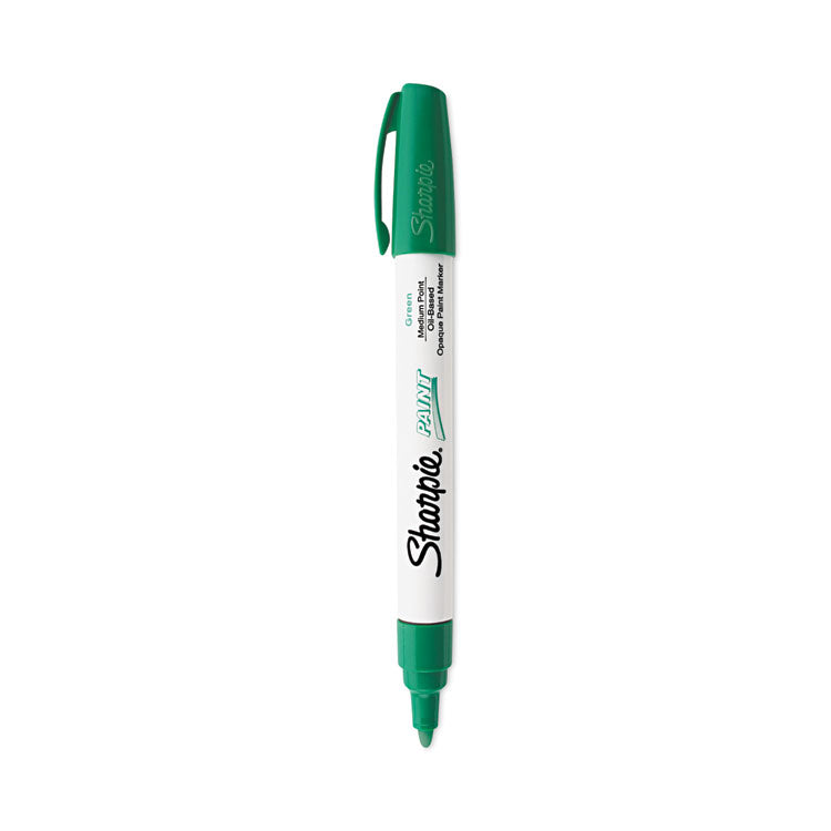 Sharpie - Permanent Paint Marker, Medium Bullet Tip, Green, 12/Pack