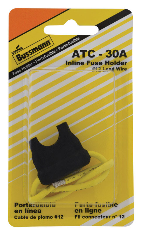 BUSSMANN - Bussmann 30 amps ATC Black In-Line Fuse Holder 1 pk - Case of 5