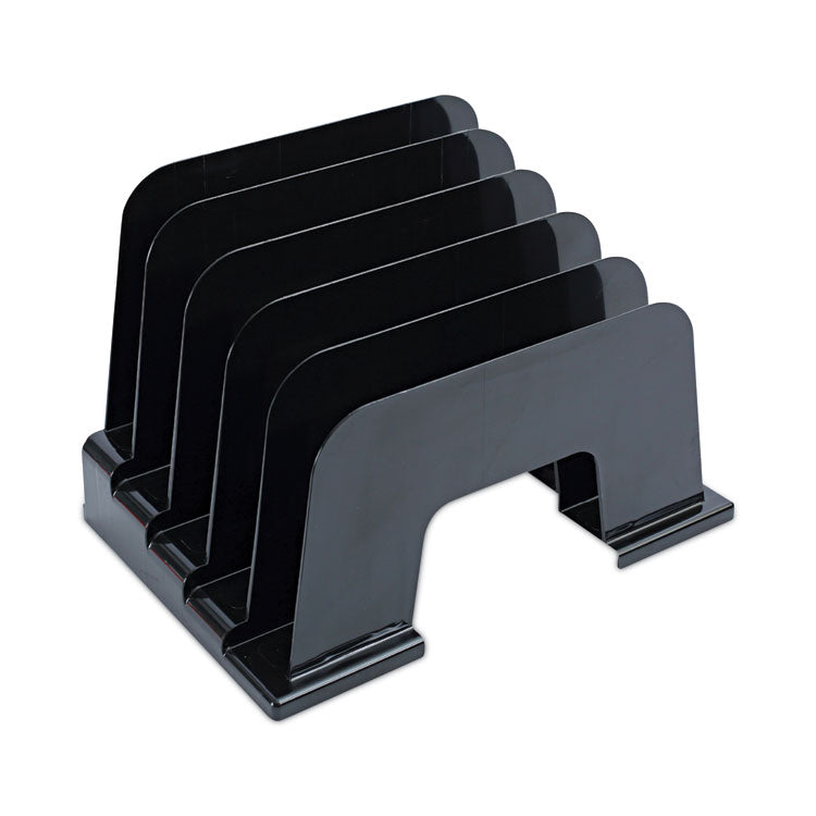 Universal - Recycled Plastic Incline Sorter, 5 Sections, Letter Size Files, 13.25" x 9" x 9", Black