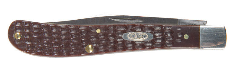 CASE - Case Slimline Trapper Brown Stainless Steel 7.25 in. Pocket Knife