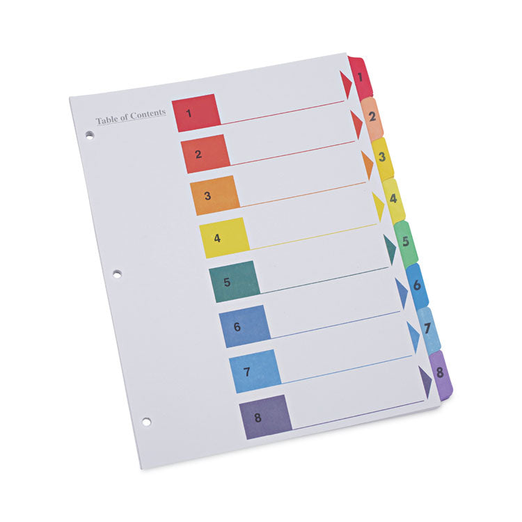 Universal - Deluxe Table of Contents Dividers for Printers, 8-Tab, 1 to 8; Table Of Contents, 11 x 8.5, White, 6 Sets